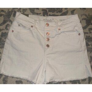 Ariat White‎ denim button fly shorts, boyfriend, high-rise size 26 R